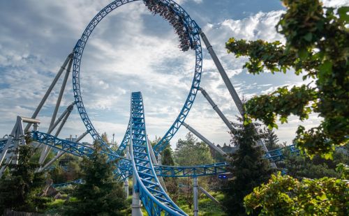The blue fire Megacoaster rollercoaster at Europa-Park.
