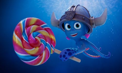 ‘SNORRI 4D – Catch Me If You Candy’ – the new 4D short film at the Magic Cinema 4D in Europa-Park. Snorri is swimming in the sea, holding a giant lollipop in his tentacles.